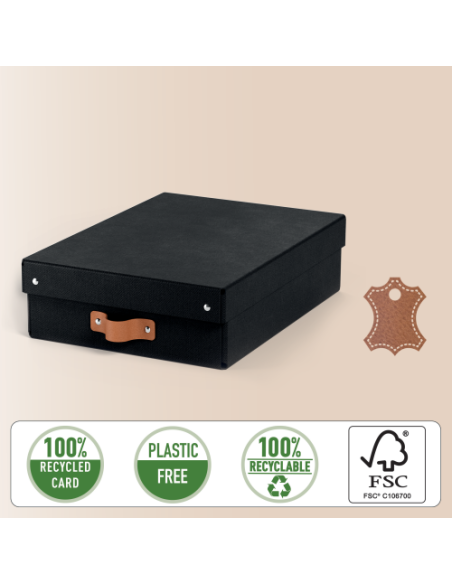 PACK 2 CAJAS DE ALMACENAMIENTO CARTÓN MEDIANA BAJA COLOR NEGRO LEITZ 61480095
