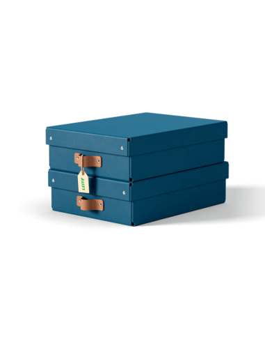 PACK 2 CAJAS DE ALMACENAMIENTO CARTÓN MEDIANA BAJA COLOR AZUL LEITZ 61480068