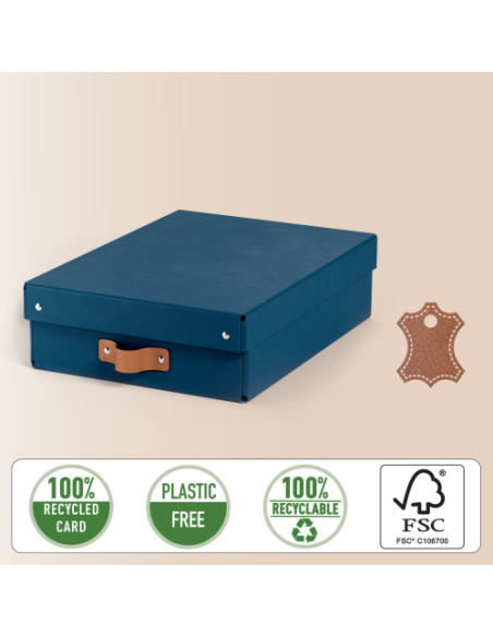 PACK 2 CAJAS DE ALMACENAMIENTO CARTÓN MEDIANA BAJA COLOR AZUL LEITZ 61480068