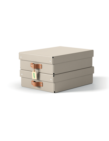PACK 2 CAJAS DE ALMACENAMIENTO CARTÓN MEDIANA BAJA COLOR BEIGE LEITZ 61480012