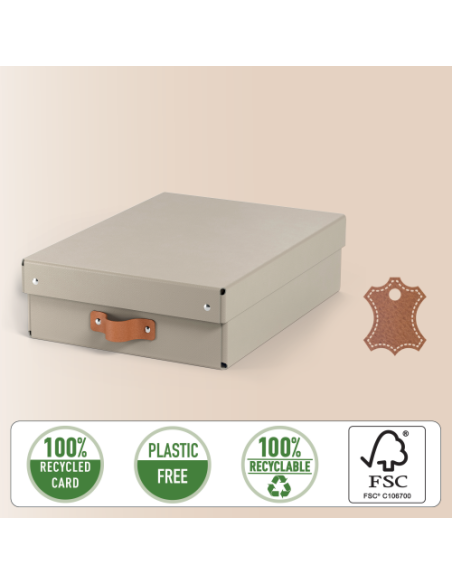 PACK 2 CAJAS DE ALMACENAMIENTO CARTÓN MEDIANA BAJA COLOR BEIGE LEITZ 61480012