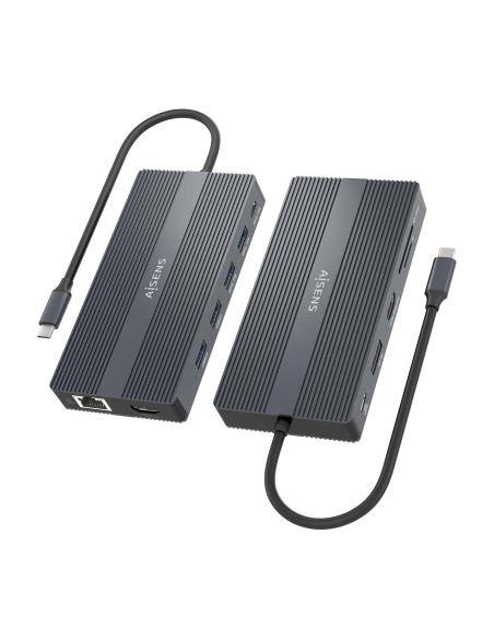 DOCK AISENS USBC-2HDMI-DP-RJ45-4USBA-USBC-USBCPD-SD-MSD GRIS 20CM ASUC-12P017-GR