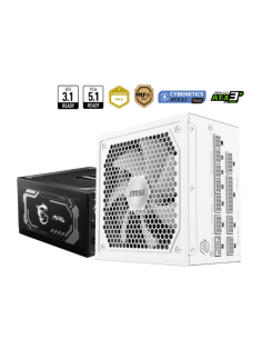FUENTE ALIMENTACION MSI MAG A1000GL PCIE5 WHITE,PSU,1000W,80 PLUS GOLD,MODULAR,135MM,ACTIVE PFC,PCI-E 5.0 (16 PIN)X1,PCI-E (6+2 