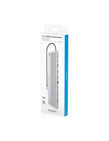 DOCK USBC A 2HDMI DP RJ45 3USBA 2USBC PD TF SD 1AUDIO GRIS AISENS ASUC-12P020-GR