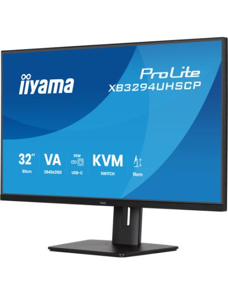 MONITOR IIYAMA, 32 PULGADAS, VA 4K BASE USB-C (95W), CONMUTADOR KVM, PUERTO LAN, COMPATIBILIDAD PIP/PBP