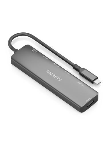 DOCK AISENS 7 EN 1 USBC A HDMI 3USBA USBC PD SD MICRO SD GRIS 15CM ASUC-7P025-GR