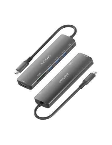 DOCK AISENS 7 EN 1 USBC A HDMI 3USBA USBC PD SD MICRO SD GRIS 15CM ASUC-7P025-GR