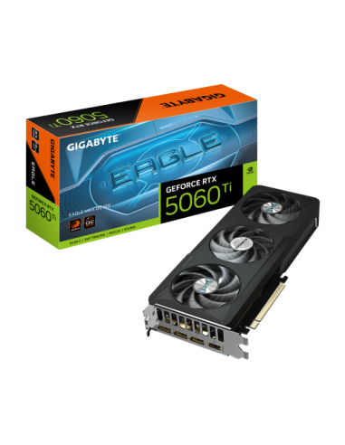 GIGABYTE GeForce RTX 5060 Ti EAGLE MAX OC 16G Tarjeta Gráfica - 16GB GDDR7, 128bit, PCI-E 5.0, 2617MHz Frecuencia del núcleo, 3 