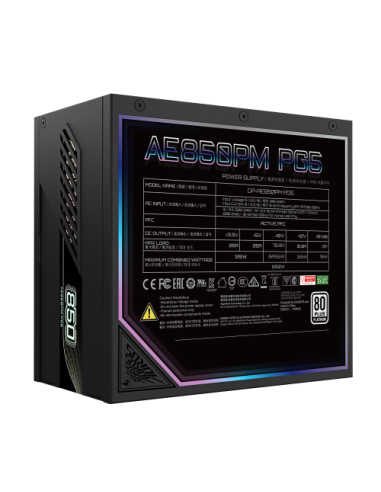 GIGABYTE AORUS ELITE P850W Fuente de Alimentación - PCIe 5.0, 80 PLUS Platinum, Diseño completamente modular, Ventilador de 120 