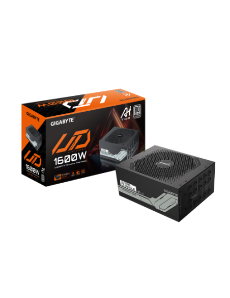 GIGABYTE UD1600PM PG5 AI TOP Fuente de Alimentación - PCIe 5.0, 80 PLUS Platinum, Diseño totalmente modular, Ventilador de 120 m