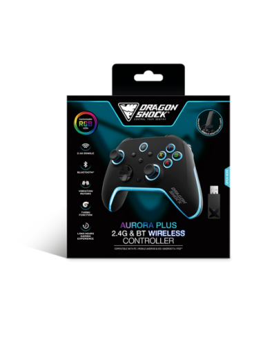 Dragonshock Aurora Plus Negro Bluetooth/RF/USB Gamepad Analógico/Digital Android, PC, Playstation 3, iOS