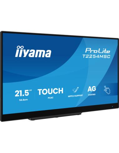 IIYAMA MONITOR, 21,5 PULGADAS T2254MSC-B2AG, 54,6 CM, 1920 x 1080 PIXELES, FULL HD, LED, 4 MS, NEGRO