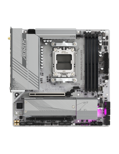 GIGABYTE B650M AORUS ELITE AX ICE Placa base - AMD Ryzen serie 9000, VRM de 12+2+2 fases, hasta 8000 MHz DDR5 (OC), 1xPCIe 5.0 +