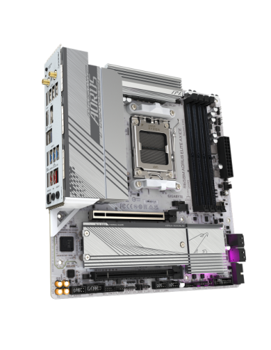 GIGABYTE B650M AORUS ELITE AX ICE Placa base - AMD Ryzen serie 9000, VRM de 12+2+2 fases, hasta 8000 MHz DDR5 (OC), 1xPCIe 5.0 +