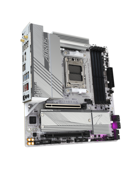 GIGABYTE B650M AORUS ELITE AX ICE Placa base - AMD Ryzen serie 9000, VRM de 12+2+2 fases, hasta 8000 MHz DDR5 (OC), 1xPCIe 5.0 +