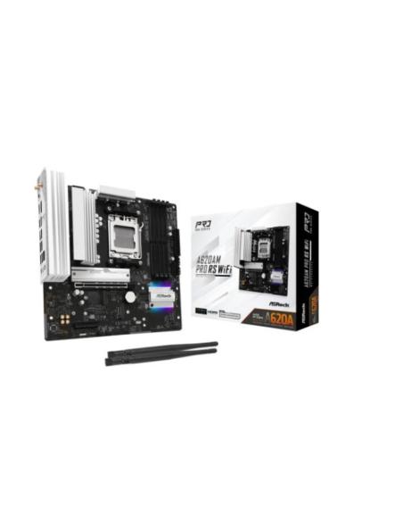 PLACA ASROCK A620AM PRO RS WIFI,AMD,AM5,A620A,4DDR5,256GB,HDMI+DP,2SATA6+2M.2,7USB3.2,2.5GBLAN+WIFI6E+BT5.2,MATX