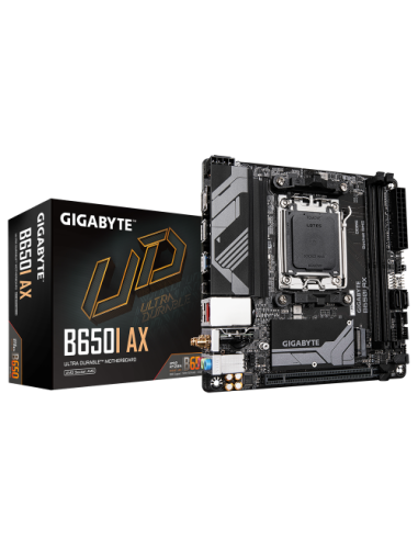 GIGABYTE B650I AX Placa base - AMD Ryzen serie 9000, VRM de 5+2+1 fases, hasta 6400 MHz DDR5 (OC), 1xPCIe 4.0 M.2, LAN 2,5 GbE, 
