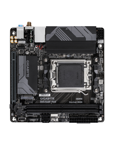 GIGABYTE B650I AX Placa base - AMD Ryzen serie 9000, VRM de 5+2+1 fases, hasta 6400 MHz DDR5 (OC), 1xPCIe 4.0 M.2, LAN 2,5 GbE, 