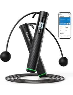 RENPHO SMART JUMP ROPE - ADDITIONAL CORDLESS OPTION - BLACK