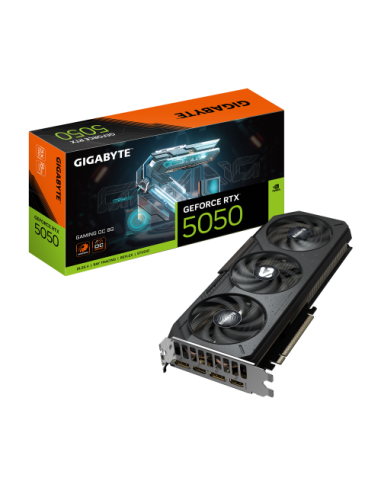 GIGABYTE GeForce RTX 5050 GAMING OC 8G Tarjeta Gráfica - 8GB GDDR6, 128bit, PCI-E 5.0, 2632MHz Frecuencia del núcleo, 2 x DP, 2 
