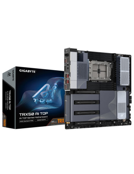 GIGABYTE TRX50 AI TOP-2B Placa Base – Procesadores AMD Ryzen Threadripper PRO 7000, VRM digital de 16+8+4 fases, hasta 5200 MHz 