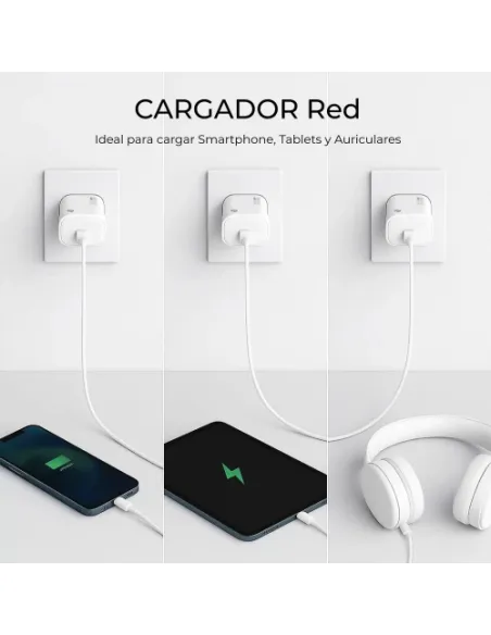 SUBBLIM Cargador USB-C GaN 20W , Power Delivery 3.0 & PPS, Enchufe Rápido para iPhone 16-12, iPad, Galaxy S24-S20, Pixel 9-6, Xi