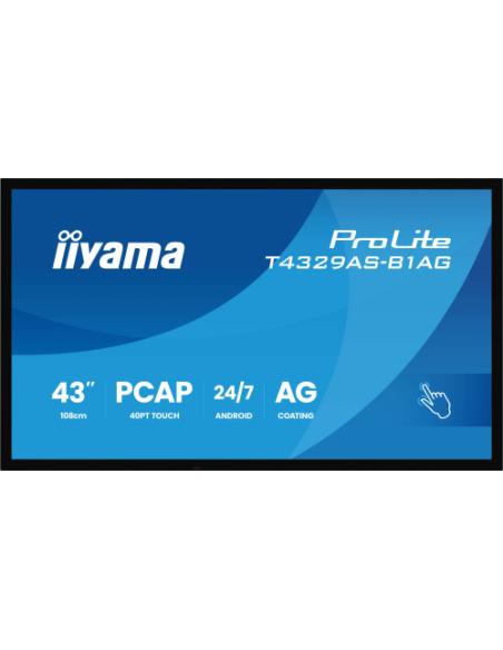 MONITOR IIYAMA 43" ALL-IN-ONE PCAP INTERACTIVE/ ANDROID 14 OS/ 3840 x 2160/ 450CD/M² WITH TOUCH/ HDMI X2 + USB-C/RS-232C X1/ WiF