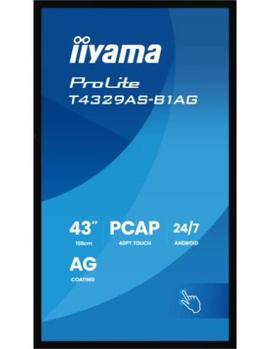 MONITOR IIYAMA 43" ALL-IN-ONE PCAP INTERACTIVE/ ANDROID 14 OS/ 3840 x 2160/ 450CD/M² WITH TOUCH/ HDMI X2 + USB-C/RS-232C X1/ WiF