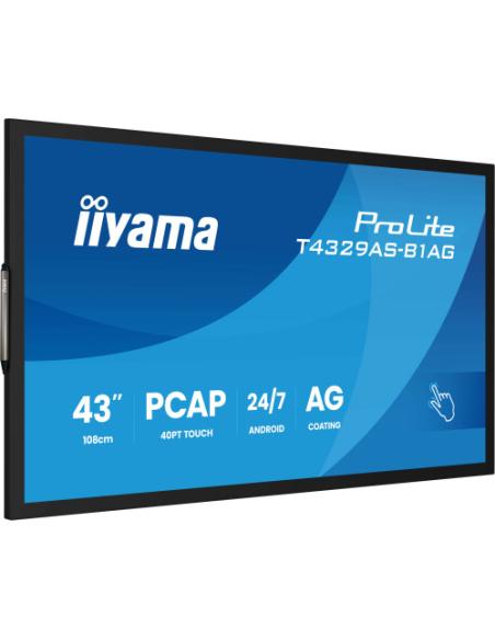 MONITOR IIYAMA 43" ALL-IN-ONE PCAP INTERACTIVE/ ANDROID 14 OS/ 3840 x 2160/ 450CD/M² WITH TOUCH/ HDMI X2 + USB-C/RS-232C X1/ WiF