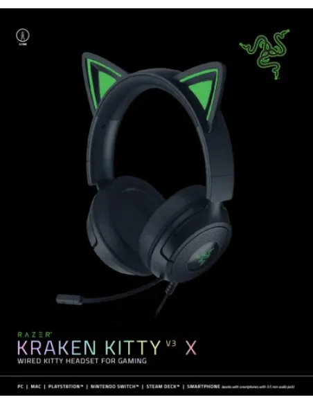 AURICULARES RAZER KRAKEN KITTY V3 X BLACK (RZ04-05350200-R3M1)