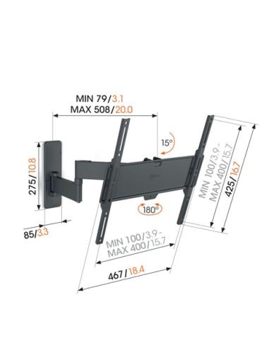 VOGELS TVM 1445 SOPORTE TV GIRATORIO - MIN 32" MAX 65" HASTA 25 KILOS VESA 100 X 100 A 400 X 400 MM GARANTIA 5 AÑOS