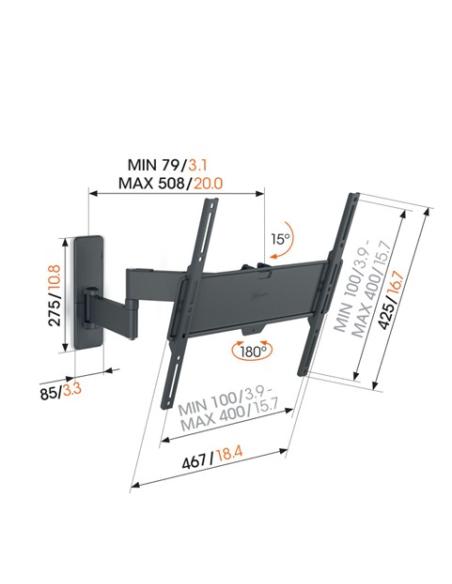 VOGELS TVM 1445 SOPORTE TV GIRATORIO - MIN 32" MAX 65" HASTA 25 KILOS VESA 100 X 100 A 400 X 400 MM GARANTIA 5 AÑOS