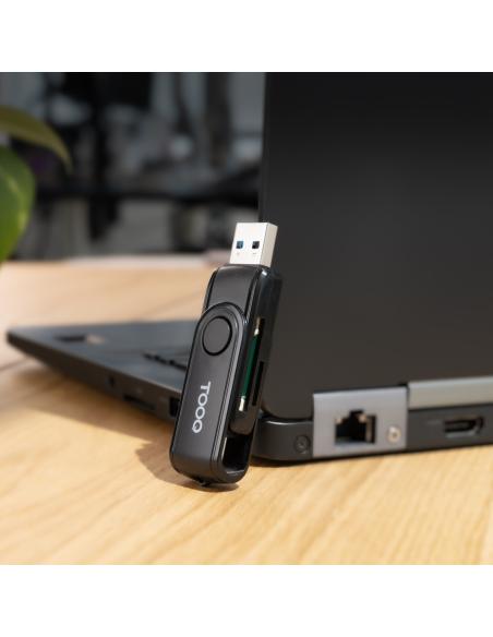 LECTOR TARJETAS USB-C 2.0USB-A 3.0 SDTF NEGRO TOOQ TQR-3003B
