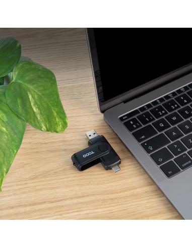 LECTOR TARJETAS USB-C 2.0USB-A 3.0 SDTF NEGRO TOOQ TQR-3003B