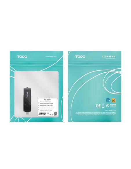 LECTOR TARJETAS USB-C 2.0USB-A 3.0 SDTF NEGRO TOOQ TQR-3003B