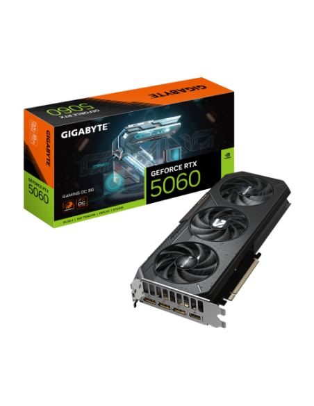 GIGABYTE GeForce RTX 5060 GAMING OC 8G Tarjeta Gráfica - 8GB GDDR7, 128bit, PCI-E 5.0, 2595 MHz Frecuencia del núcleo, 3 x Displ