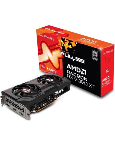 VGA SAPPHIRE PULSE RX 9060 XT GAMING OC,AMD,RX9060XT,16GB,GDDR6,128BIT,2HDMI+1DP (2 VENTILADORES)