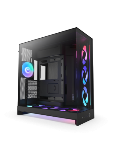 CAJA NZXT H9 FLOW RGB+ (2025) DUAL-CHAMBER MID-TOWER CASE W/ RGB FANS & CONTROLLER - ALL BLACK
