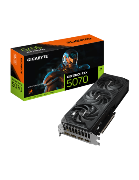 GIGABYTE GeForce RTX 5070 WINDFORCE SFF 12G Tarjeta gráfica - 12 GB GDDR7, 192 bits, PCI-E 5.0, Frecuencia del núcleo 2512 MHz, 