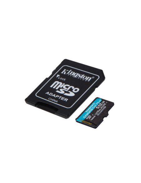 Kingston Technology Tarjeta microSDXC Canvas Go Plus Gen4 de 512 GB, 200 MB/s, A2 U3 V30 y adaptador