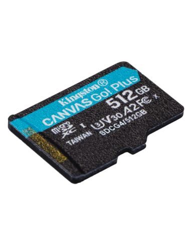 Kingston Technology Tarjeta microSDXC Canvas Go Plus Gen4 de 512 GB, 200 MB/s, A2 U3 V30 y adaptador