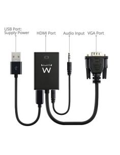 ADAPTADOR CONVERSOR DE ANALOGICO A DIGITAL VGA(M) - HDMI(H) CON CONVERTIDOR DE SONIDO / EW9866