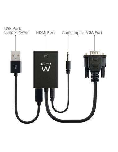 ADAPTADOR CONVERSOR DE ANALOGICO A DIGITAL VGA(M) - HDMI(H) CON CONVERTIDOR DE SONIDO / EW9866