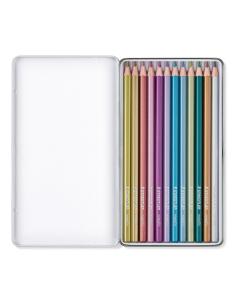 ESTUCHE METALICO CON 12 LAPICES DE COLORES METALICOS DESIGN JOURNEY 146M M12 2
