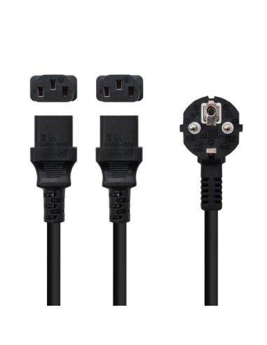 Nanocable Cable de Alimentación CEE7/M a 2xC13/H, Negro, 3 m