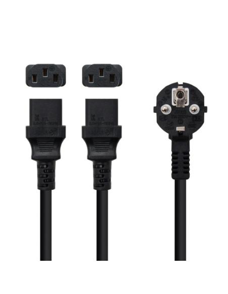 Nanocable Cable de Alimentación CEE7/M a 2xC13/H, Negro, 3 m