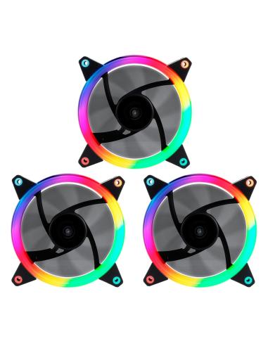 VENTILADOR CAJA ADICIONAL 12X12 UNYKA 3X120MM GAMING CANDY 30ARGB RING LED 51801