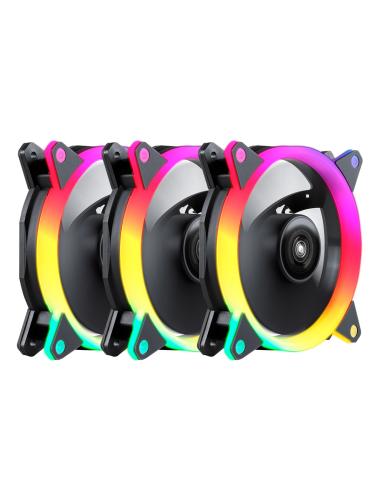 VENTILADOR CAJA ADICIONAL 12X12 UNYKA 3X120MM GAMING CANDY 30ARGB RING LED 51801