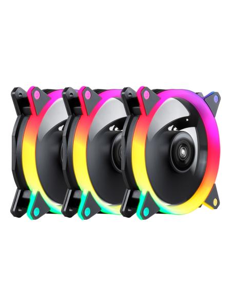 VENTILADOR CAJA ADICIONAL 12X12 UNYKA 3X120MM GAMING CANDY 30ARGB RING LED 51801