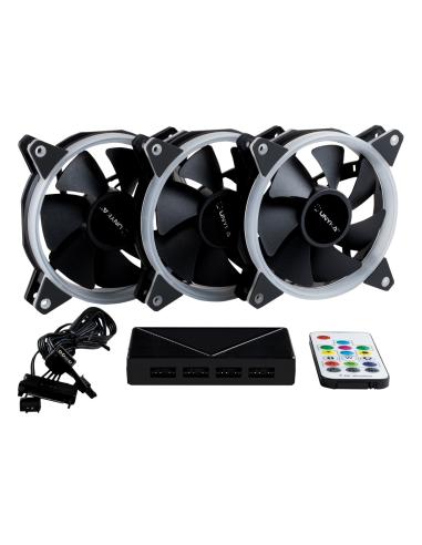 VENTILADOR CAJA ADICIONAL 12X12 UNYKA 3X120MM GAMING CANDY 30ARGB RING LED 51801